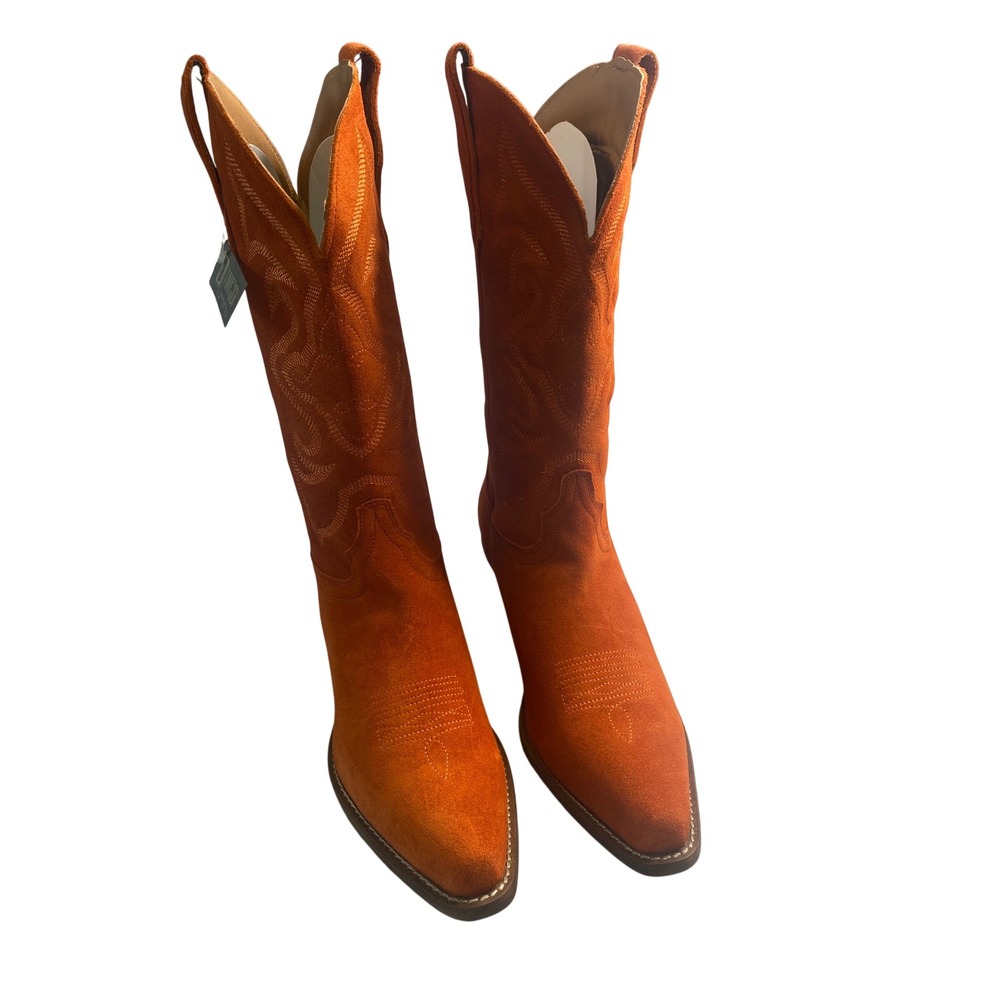 Dingo DI 920 Orange Suede Leather Cowboy Western Boots Women's 11M New